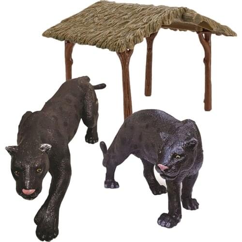 2PCS/set Simulation Animal Mini Zoo Black Panther Family Model Figure Doll Boy Girl Toys Scenario Car Ornaments Kids Puzzle Gift