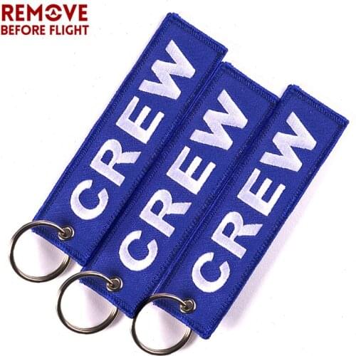 3 PCS/LOT Blue Crew Keychain for Motorcycle Keychains llaveros Luggage Tag Embroidery Crew Key Chain Fashion Jewelry Wholesale
