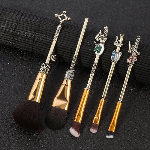 5Pcs/Set Anime Attack on Titan Cosplay Makeup Brush Cartoon Figures Cosplay Dolls Beauty Cute Gift Cosmetics Tools Gifts