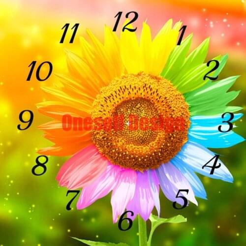 5d diamond painting full clock sunflower diamond embroidery rhinestone pictures clock diy frame decoration home diamond mosaic