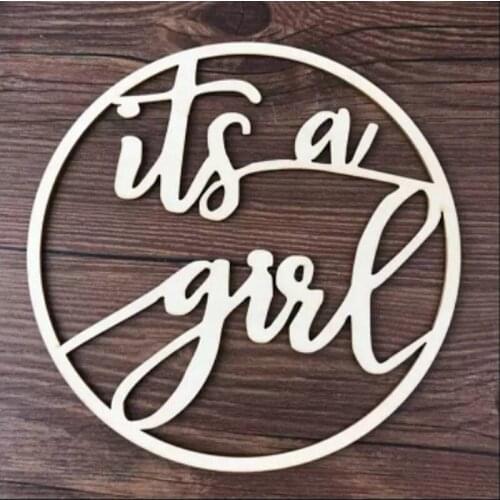 Acrylic Wooden Round Sign Its A Girl Its A Boy Signs For Baby Birthday Baby Shower Party Decoration 35CM