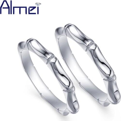 Bamboo Promotional Ring Women Silver Color Wholesale Jewelry Couple Finger Retro Vintage Rings Men Anel Masculino Wedding J035