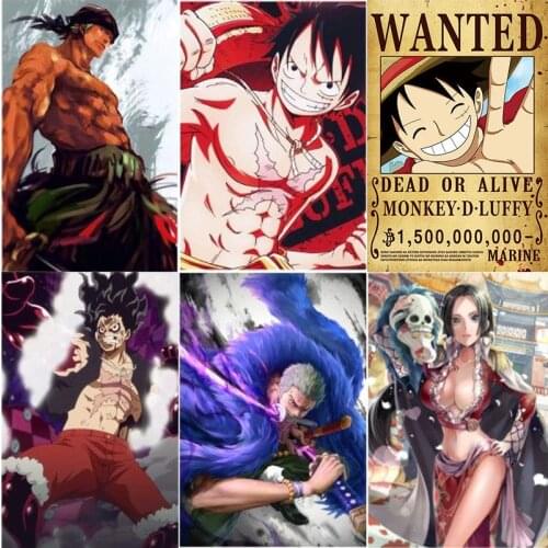 One Piece Poster Anime Vintage Posters Wall Stickers Anime Living Room Bedroom Manga Wall Collage Decoration Home Decor ​8 PCS