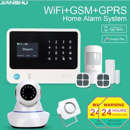Home Security Alarm System with WIFI IP Camera WIFI Alarm System IOS Android APP Control Home Anti-theft Alarm System