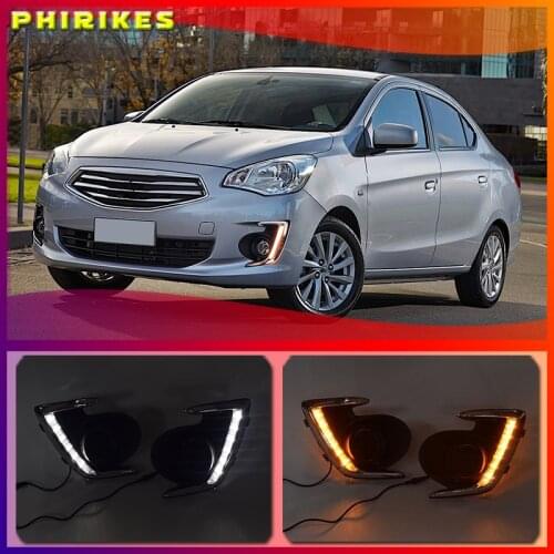 DRL For Mitsubishi Attrage Mirage G4 2012 2013 2014 2015 2016 2017 LED Daytime Running Light Fog Lamp with Turn Signal