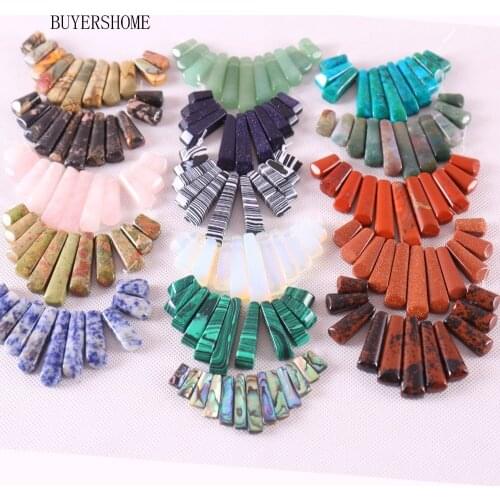 Pendant Beads Set 11PCS Fit Necklace Natural Stone Green Aventurine Azurite Malachite Opal Abalone Shell