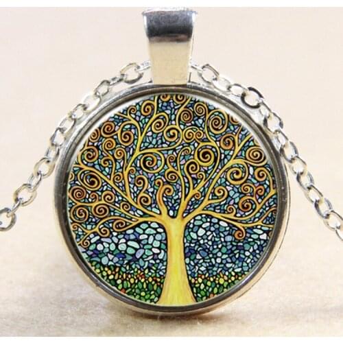 Tree of life pendant necklace photo glass cabochon bronze silver color chain necklace jewelry vintage women jewelry 1pc/lot