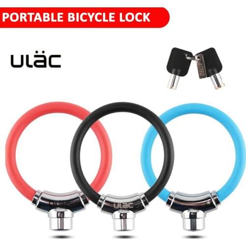 ULAC Mini Bike Lock with 2 keys Portable Heavy Duty Anti-Theft Safty Bicycle Alloy Cable Lock Scooter Spare Parts Accessory