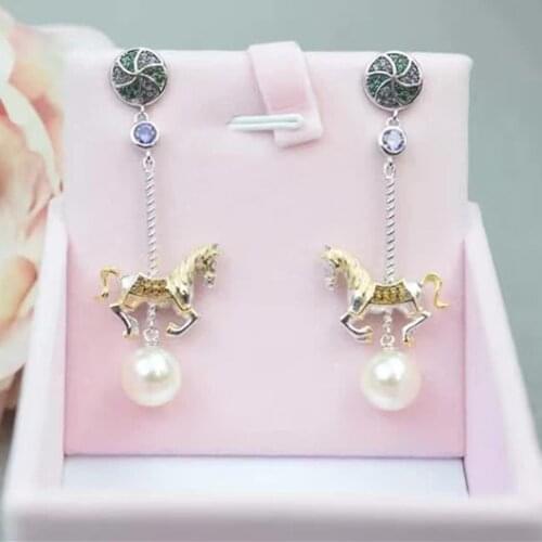 Designer Fashion 925 Sterling Silver Jewelry 3A Cubic Zirconia Party Trojan Horse Earring