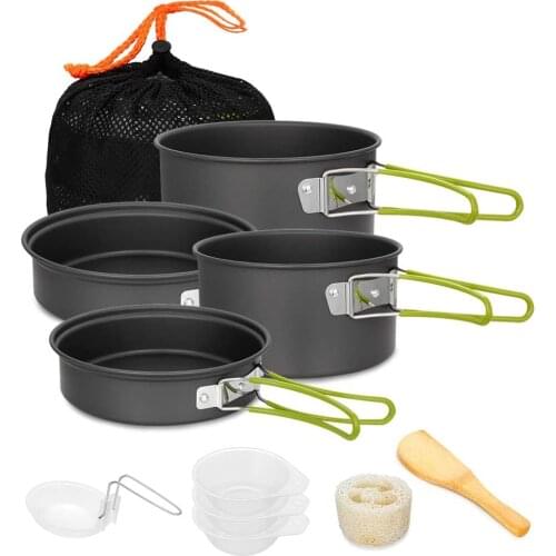 Camping Cooking Set Camping Cookware Campfire Tableware Utensils Non-stick Lightweight Pot Frying Pan Bowls For Outdoor Hiking