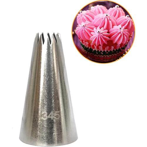 #345 Icing Piping Nozzle Stainless Steel Open Star Cream Cake Decorating Pastry Tips Cupcake Fondant Baking Tools
