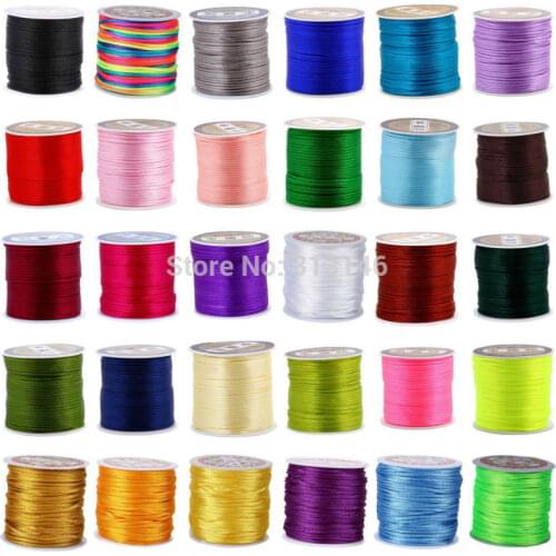 Wholesale 45M/Spool 2MM Mix Color Nylon Black Chinese Knotting Macrame Cord Braided DIY Kumihimo Beading Shamballa String Thread