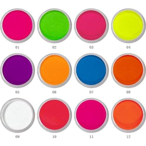 2021 New 12Pcs Fluorescent UV Pigment Powder Black Light Reactive Luminous Resin Pigment