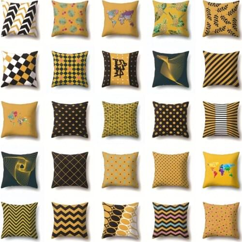 New Yellow Geometric Pillow Case Plant Cushion Cover Throw Pillows for Living Room Sofa Soft Dakimakura Pillow Cover Home Decore