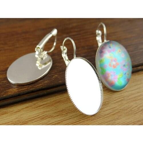 French ear hook pallet bright silver handmade time gem smd 18x25mm ear hook