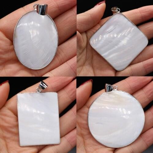 Natural Freshwater Shell Pendants White Mother Pearl Shell for DIY Necklace Earring Jewelry Making Pendant Supplies