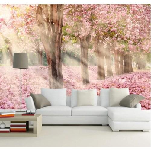 Custom Photo Wallpaper 3D Dreamy Beautiful Peach Blossom Romantic Warm Living Room Sofa Background Wall Home Decor 3D Murals