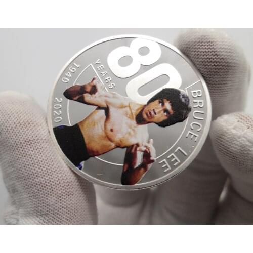 Chinese Kung Fu Dragons Successor Bruce Lee 80th Anniversary Silver Plated Commemorative Coins Martial Arts Tai Chi Souvenir