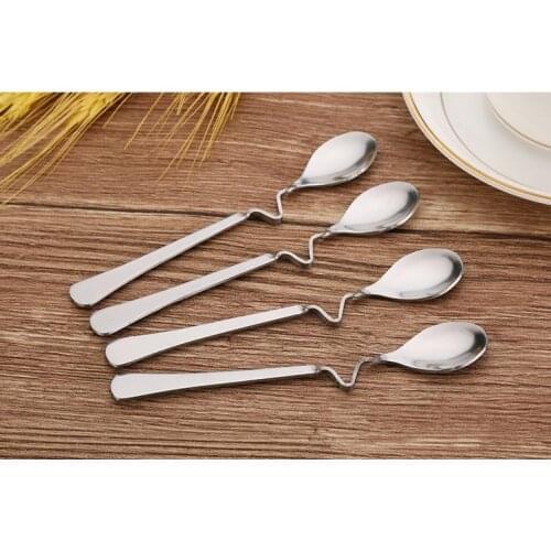 Quevina200pcs Stainless steel Twisted handle Curved Tea Coffee Drink Condiment Spoon Teaspoon V handled Honey jam DHL Fedex Free