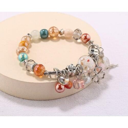 Handcraft Boutique Fashion Multilayer Crystal Stone Beads Strand Bracelets Tassel Bangles Pulseras Boho Mujer