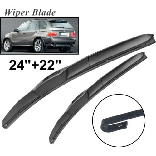 Okowiper RHD & LHD Front Wiper Blades For BMW X5 E53 1999 - 2006 Windshield Windscreen Front Window 24"+22"
