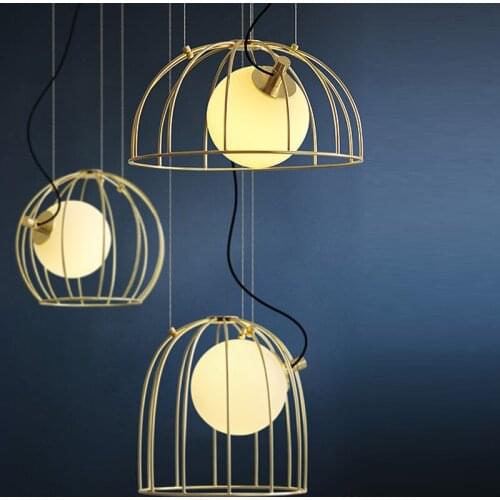 Nordic Modern Pendant Lights Bird Cage Iron For Dining Room Hanging Lamps Living Room Bedroom E27 Home Decor Lighting Fixtures