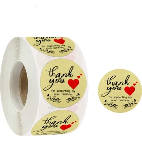 100/200/500PCS Thank you Roll Sticker 5 Types Thank You With Heart Decorative Paper Sticker Handmade Baking Gift Packing Sticker