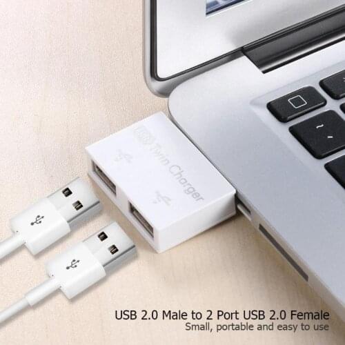 USB 2.0 Male to Twin Female Charger Adapter Dual 2 Port USB2.0 M/F DC 5V Charging Splitter Hub Adapter Converter Connector