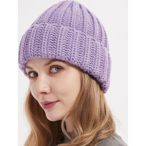 Women Winter Hand Knitting Beanie Hats Streetwear Fashion Caps for Girls Skullies