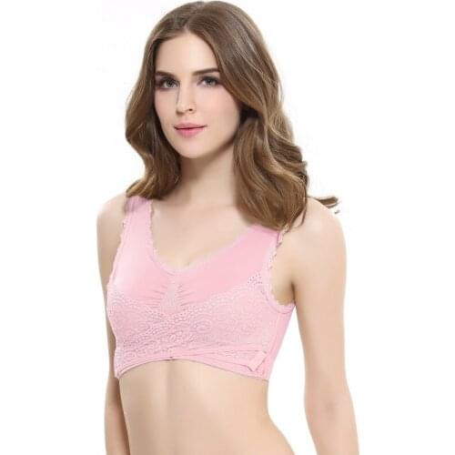 4xl Plus size Womens Sexy Underwear Push Up Lace Solid Color Lingerie Side closure Wire free Breathable Sleep Sports bra