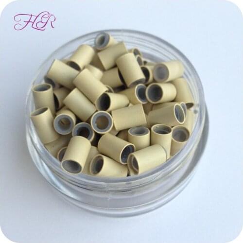 1000Units Copper Silicone Tube Micro Ring for I Bonded Tip Hair Extensions 4.0x3.0x4.0mm Micro Ring With Silicone LIne