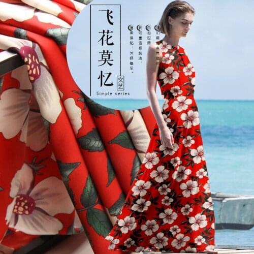 135 cm wide printed natural silk fabric 12 mm crepe de chine silk fabric micro-perspective dress fabric wholesale silk cloth