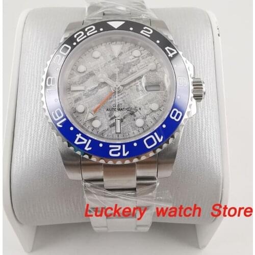 2019 New 40mm gray dial luminous saphire glass;black and blue ceramics Bezel orange GMT Automatic movement mens watch-BA170