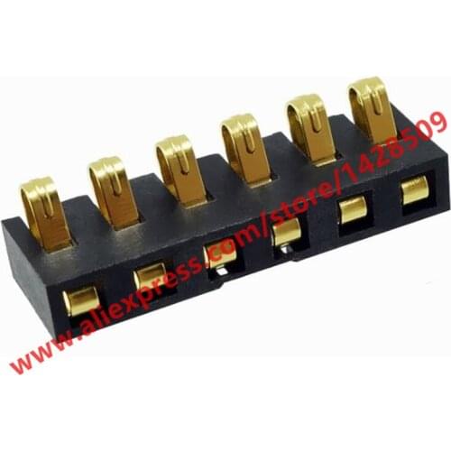 5pcs Positive Voltage 6pin Gold Plating Male Socket With Band Fixed Piont 2.5mm Pitch 4.3mm Height Shrapnel Battery Connector