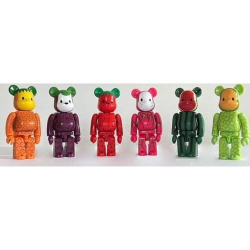 6PCS/Lots 7CM Cute Bearbricklys Mini Action Figures Blocks Baby Bear Dolls PVC Street Art Collectible Models Toys to Kids Gifts