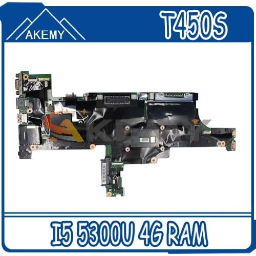 Akemy For Lenovo Thinkpad T450S Laptop Motherboard AIMT1 NM-A301 CPU I5 5300U 4G RAM Test Work FRU 00HT736 00HT737 00HT738