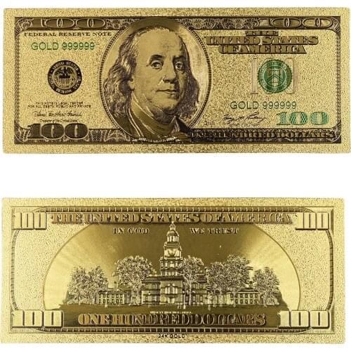 Gold Foil Banknotes Fake Money 100 Dollars Bills Paper Money Collection Usa Currency Craft Souvenir Vintage Wedding Decoration