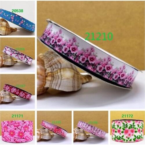 Free shipping 50 yard per size flower printed grosgrain ribbon 21210