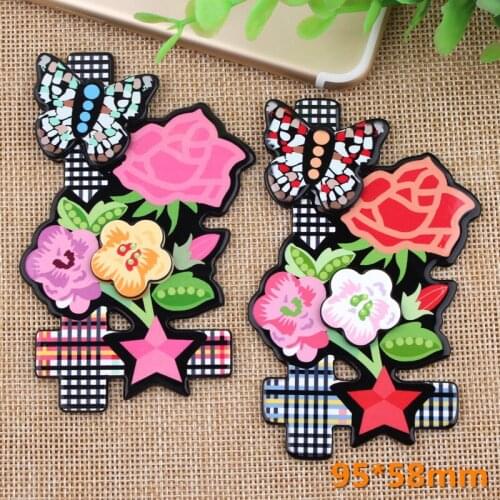 Large DIY butterfly rose flower charm acrylic paster graffiti patch collar pin brooch badge jewelry accessories hairpin material