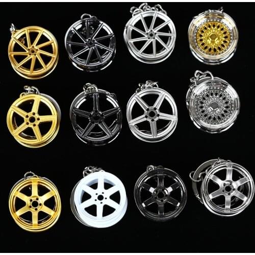 Wheel Rim Hub Tuning Mini Keychain Key Chain Keyring Key Ring Pendent JDM Hellaflush Zinc Alloy Car Truck TE37 CVT MB Design