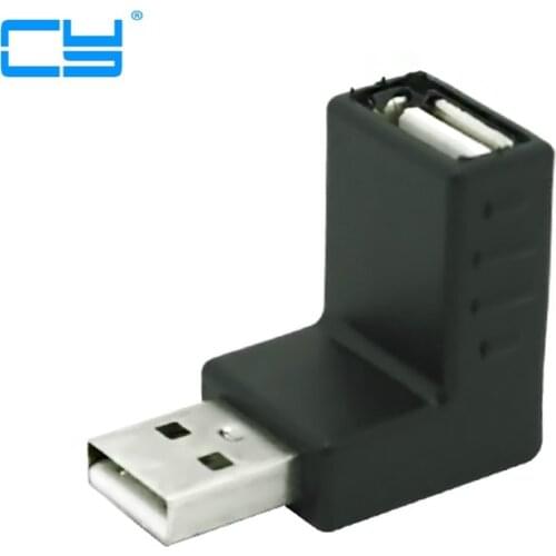 Black 90 Degree Up Right Angled L type USB 2.0 A Male to Female Extension connector Adapter