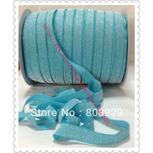 Stretch Metallic Headband Ribbon Misty Turquoise Sparkle Ribbon 3/8" Elastic Frosted Misty Turquoise Glitter Velvet Ribbon