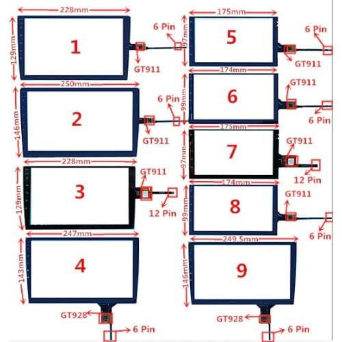 7/9/10.1/10.2 inch GT911 GT928 Capacitive Universal Digitizer for Car DVD GPS navigation multimedia Touchscreen panel Glass