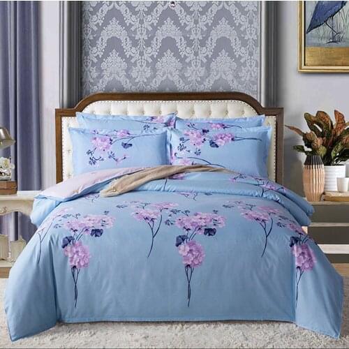 Europe Flower Bedding Set Duvet Cover Sheet Pillowcase Light Blue Color Bed Linens 200x230cm Queen Size Home Textile