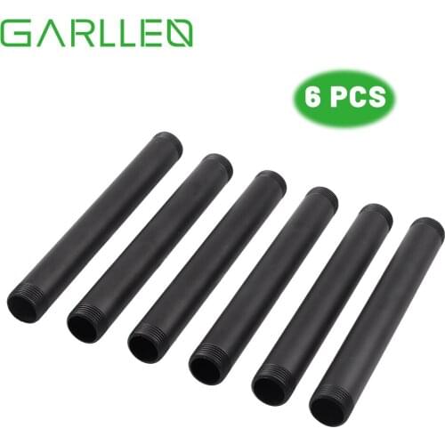GARLLEN 6Pcs 3/4 " Threaded Iron Pipe Fitting Malleable Cast Iron DIY Accessories Set For Industrial Furniture BSP Threaded Pipe
