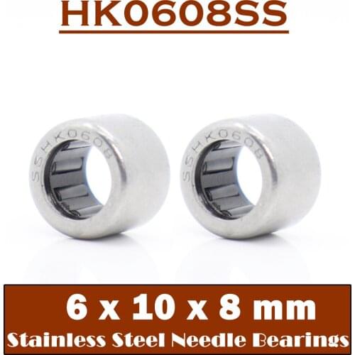 HK0608SS Needle Bearings 440C 6*10*8 mm 2 Pcs Stainless Steel Drawn Cup Needle Roller Bearing HK061008 TLA68Z HK0608
