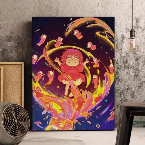 Canvas HD Ponyo On The Cliff Hayao Miyazaki Printed Poster Home Decor Painting Wall Art Picture For Living Room Modular No Frame