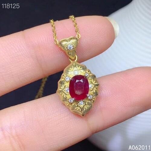 KJJEAXCMY fine jewelry natural ruby 925 sterling silver luxury girl pendant necklace chain support test with box