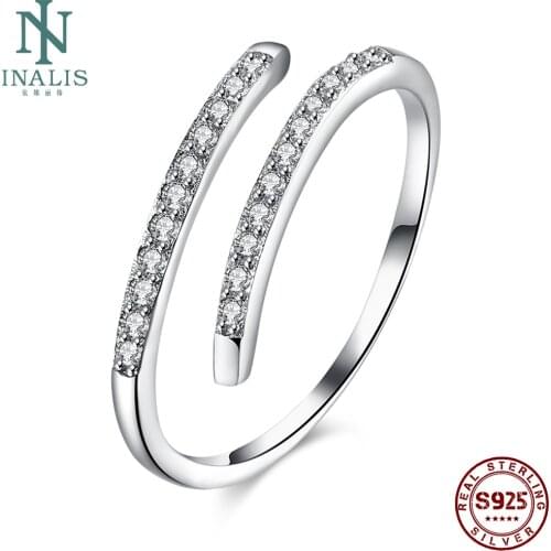 INALIS 925 Sterling Silver Adjustable Ring For Women Austria Crystal With Zircon Ring Party Fine Jewelry Gift The New Listing