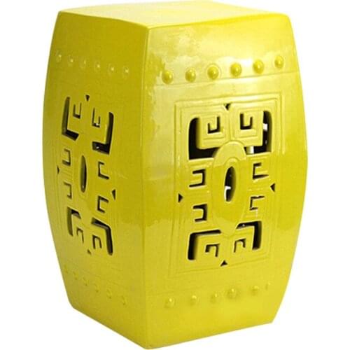 Jingdezhen red Ceramic stool Modern Color Glazed Square Stool Carving Toilet yellow and blue porcelain ceramic Stool